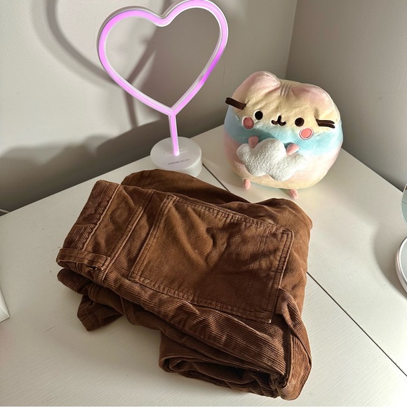 Brandy Melville Crispina Brown Corduroy Carpenter Pants - Picture 3 of 6